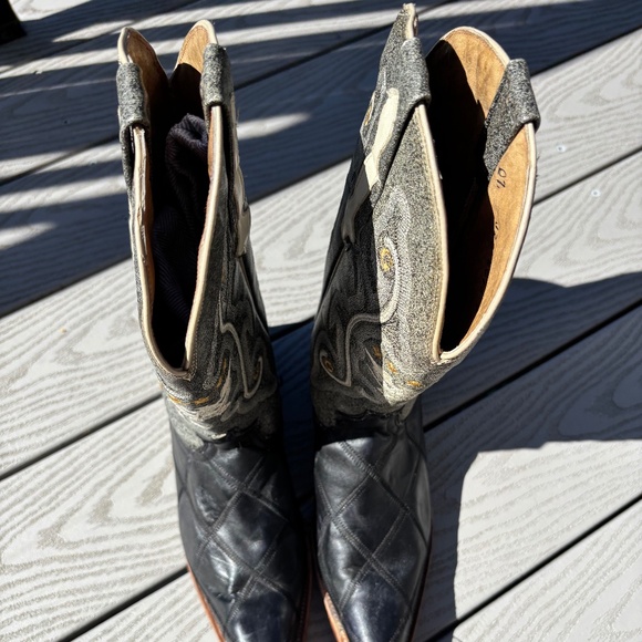 El General 1901 Western Cowboy Outdoor Rodeo Boots Black Leather Men's Size 7 - Picture 7 of 11